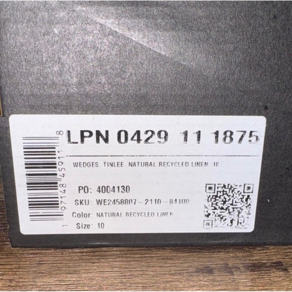 ShoeDazzle Tinlee Natural Recycled Linen Platform Wedge Sandals Mens 10 NEW - Picture 7 of 7